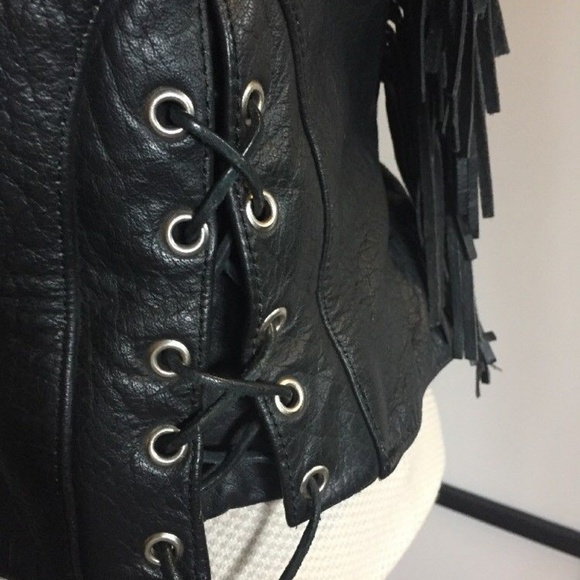 SOLD Jamin black leather fringe Motorcycle jacket - Picture 6 of 8